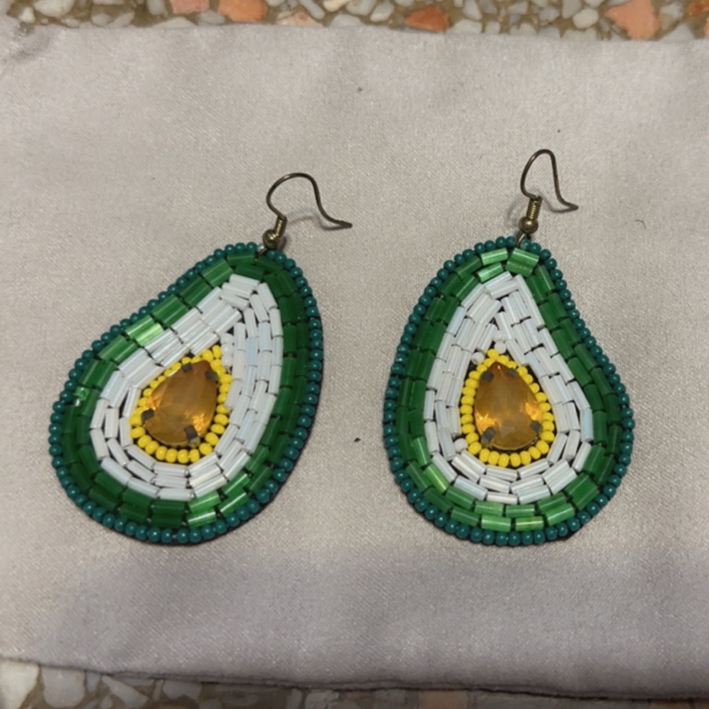 Fun Beaded Avacado Earrings $16